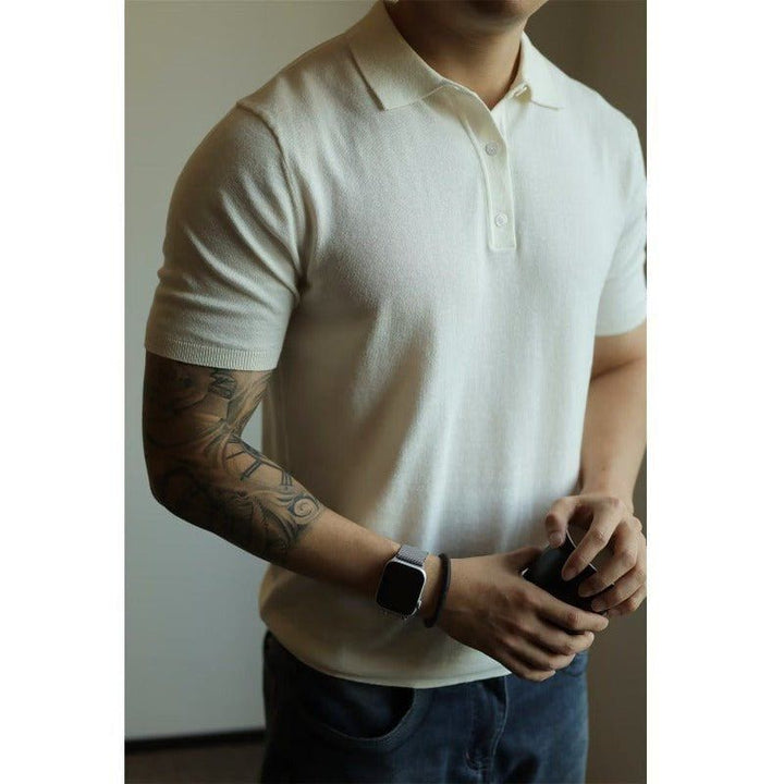 Men’s Casual Polo Collar T-Shirt – Solid Color Business & Leisure Summer Wear by LUXE AHMAR – Available at LUXE AHMAR