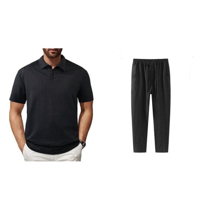 Men’s Casual Striped Lapel Short Sleeve T-Shirt – Loose Fit Pullover Style by LUXE AHMAR – Available at LUXE AHMAR