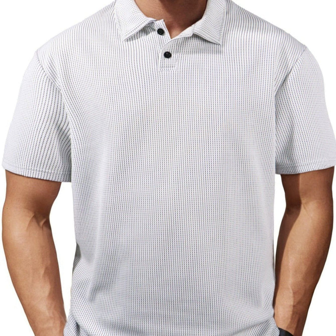 Men’s Casual Striped Lapel Short Sleeve T-Shirt – Loose Fit Pullover Style by LUXE AHMAR – Available at LUXE AHMAR
