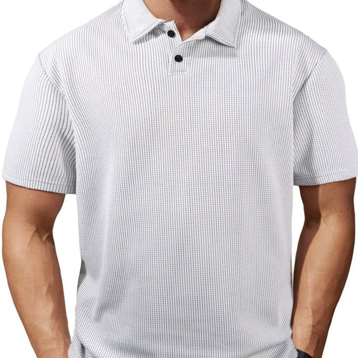 Men’s Casual Striped Lapel Short Sleeve T-Shirt – Loose Fit Pullover Style by LUXE AHMAR – Available at LUXE AHMAR