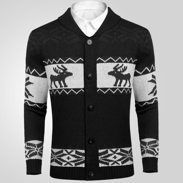 Men's Christmas Jacquard Sweater Button Cardigan Sweater Coat by LUXE AHMAR – Available at LUXE AHMAR