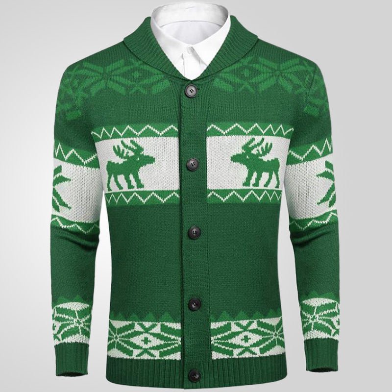 Men's Christmas Jacquard Sweater Button Cardigan Sweater Coat by LUXE AHMAR – Available at LUXE AHMAR