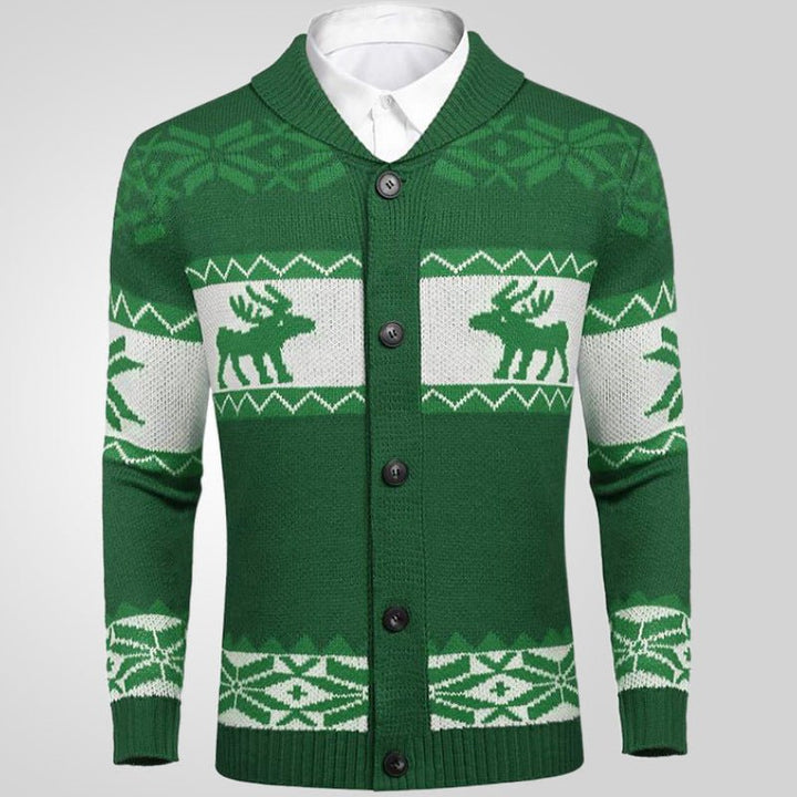 Men's Christmas Jacquard Sweater Button Cardigan Sweater Coat by LUXE AHMAR – Available at LUXE AHMAR