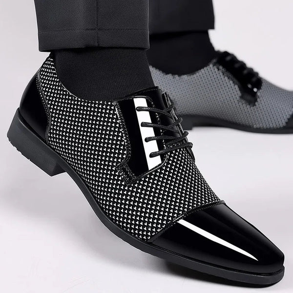 Men's Classic Patent Leather Oxford Shoes – Lace - Up Formal Dress Shoes for Weddings & Parties by Luxe Ahmar – Available at LUXE AHMAR