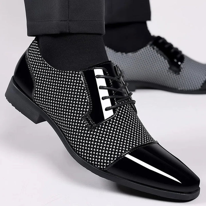 Men's Classic Patent Leather Oxford Shoes – Lace - Up Formal Dress Shoes for Weddings & Parties by Luxe Ahmar – Available at LUXE AHMAR