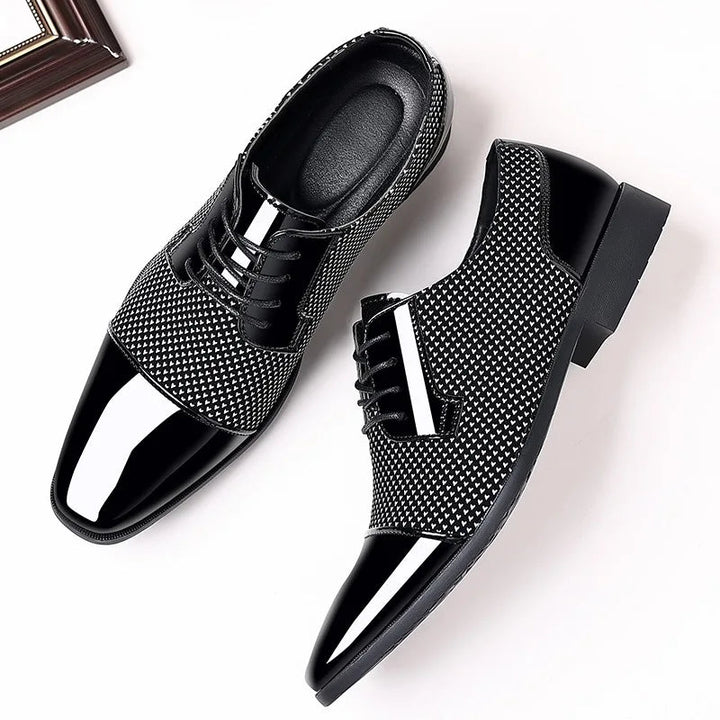 Men's Classic Patent Leather Oxford Shoes – Lace - Up Formal Dress Shoes for Weddings & Parties by Luxe Ahmar – Available at LUXE AHMAR