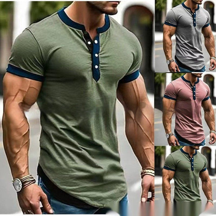 Men's Contrast Color Sports Casual T-shirt – Comfortable Cotton Blend Pullover for All Seasons by LUXE AHMAR – Available at LUXE AHMAR