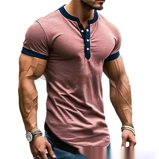 Men's Contrast Color Sports Casual T-shirt – Comfortable Cotton Blend Pullover for All Seasons by LUXE AHMAR – Available at LUXE AHMAR
