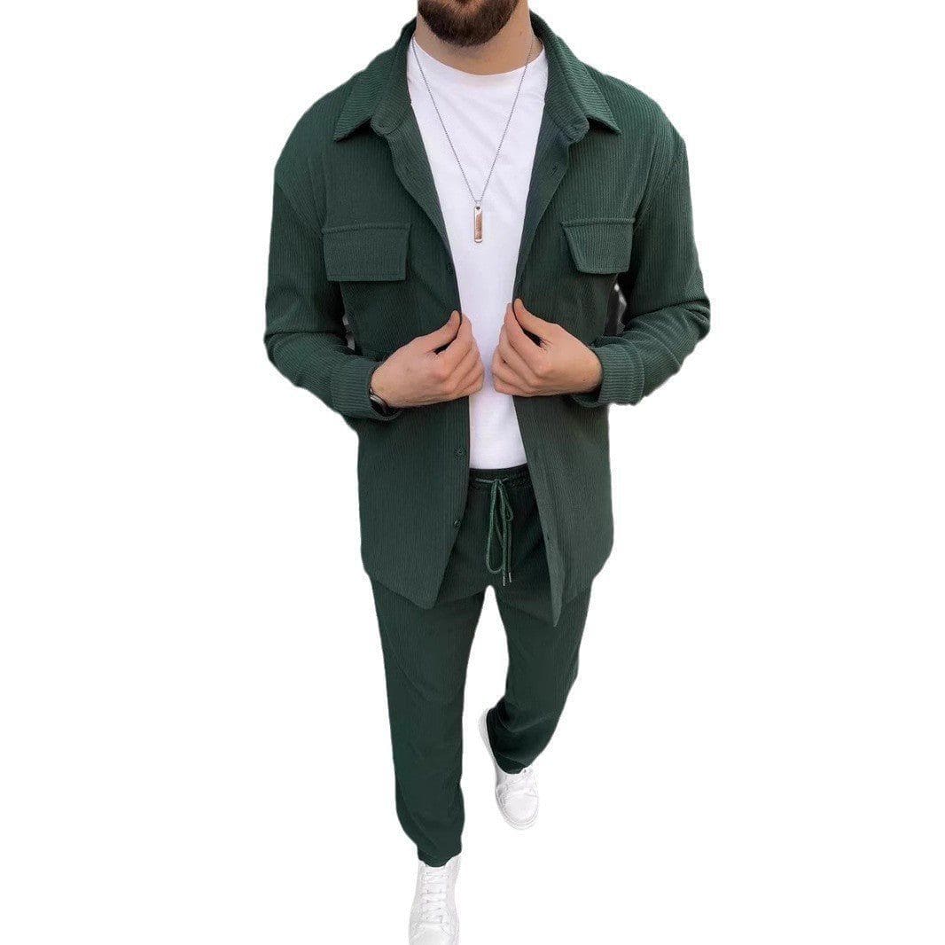 Men's Corduroy Long Sleeve Shirt & Trousers Set – Casual Daily Wear by LUXE AHMAR – Available at LUXE AHMAR