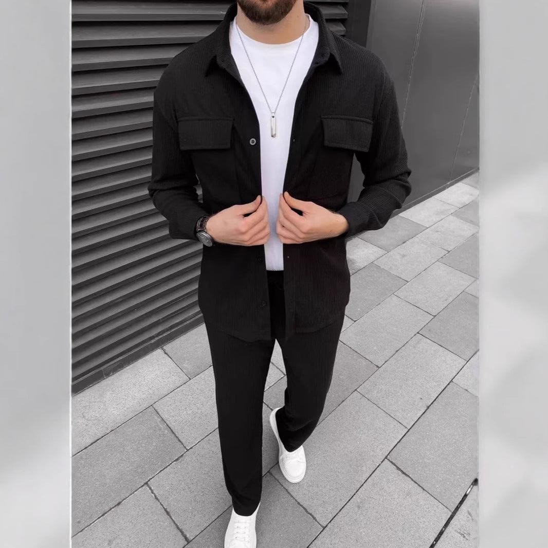 Men's Corduroy Long Sleeve Shirt & Trousers Set – Casual Daily Wear by LUXE AHMAR – Available at LUXE AHMAR