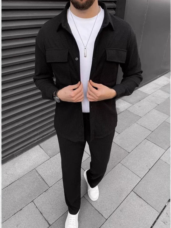 Men's Corduroy Long Sleeve Shirt & Trousers Set – Casual Daily Wear by LUXE AHMAR – Available at LUXE AHMAR