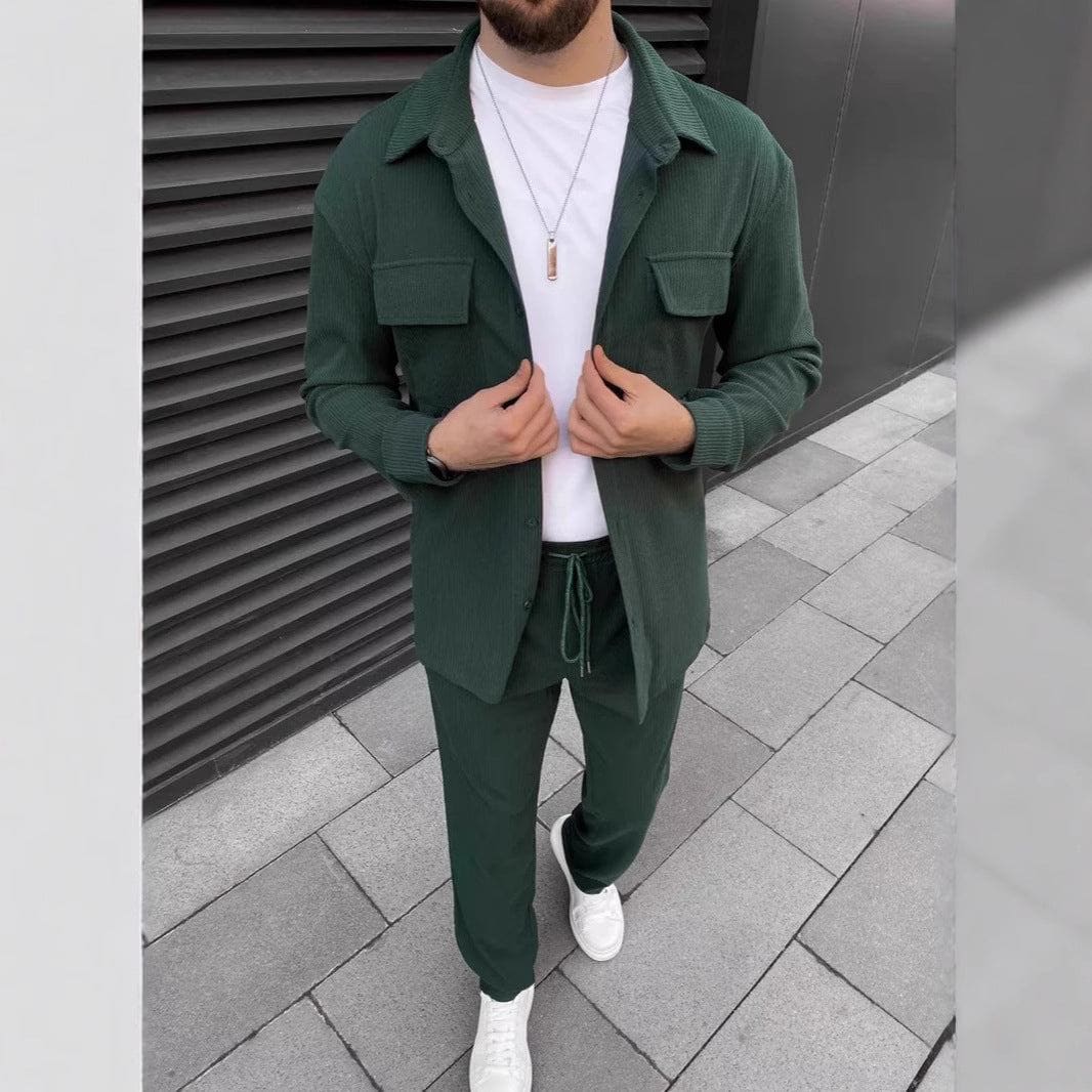 Men's Corduroy Long Sleeve Shirt & Trousers Set – Casual Daily Wear by LUXE AHMAR – Available at LUXE AHMAR