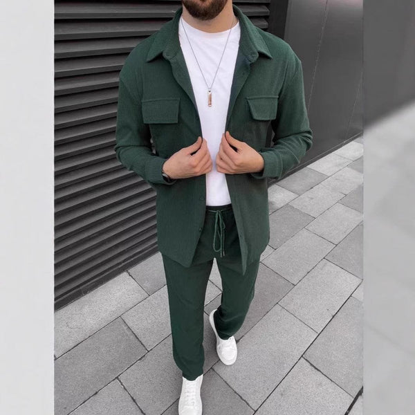 Men's Corduroy Long Sleeve Shirt & Trousers Set – Casual Daily Wear by LUXE AHMAR – Available at LUXE AHMAR