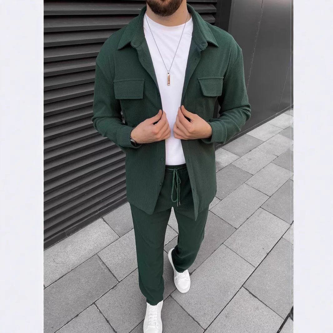 Men's Corduroy Long Sleeve Shirt & Trousers Set – Casual Daily Wear by LUXE AHMAR – Available at LUXE AHMAR