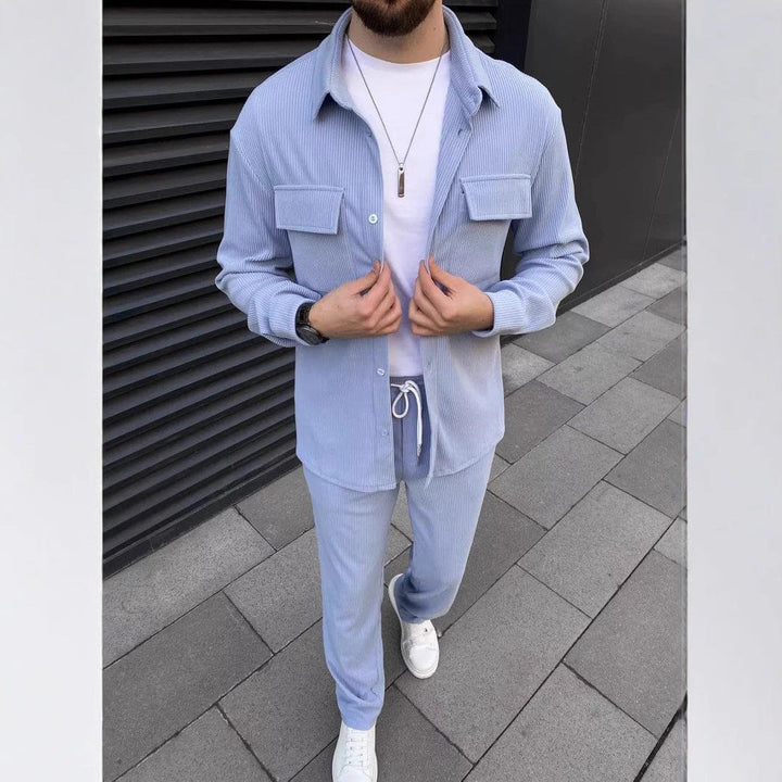 Men's Corduroy Long Sleeve Shirt & Trousers Set – Casual Daily Wear by LUXE AHMAR – Available at LUXE AHMAR