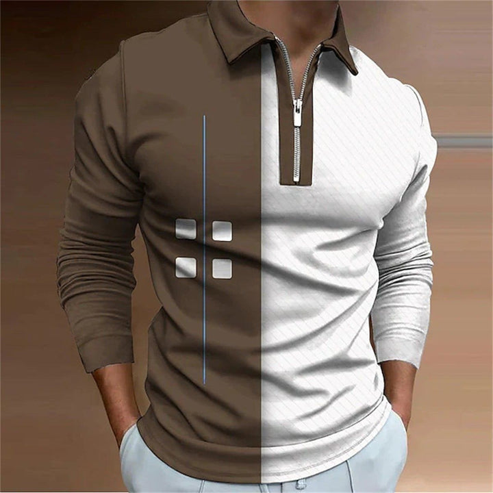 Men’s European - Style Letter Print Polo Shirt – Casual Long Sleeve with Lapel Collar by LUXE AHMAR – Available at LUXE AHMAR