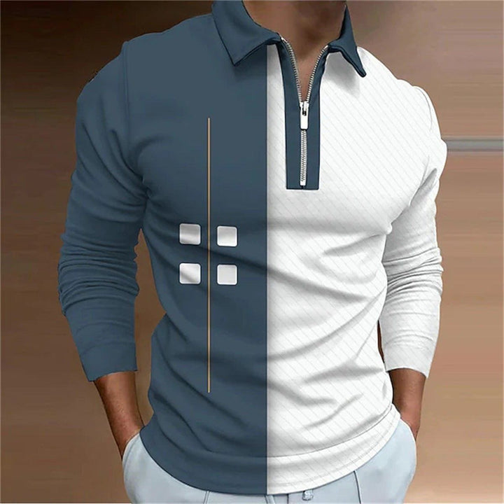 Men’s European - Style Letter Print Polo Shirt – Casual Long Sleeve with Lapel Collar by LUXE AHMAR – Available at LUXE AHMAR