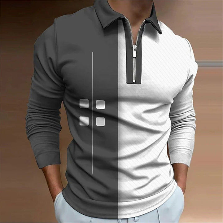 Men’s European - Style Letter Print Polo Shirt – Casual Long Sleeve with Lapel Collar by LUXE AHMAR – Available at LUXE AHMAR