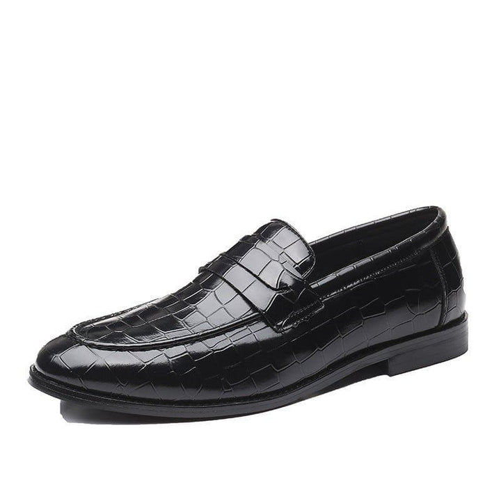 Men's Fashion Casual Leather Shoes – Slip - On Striped Design, Wear - Resistant Daily Loafers by LUXE AHMAR – Available at LUXE AHMAR