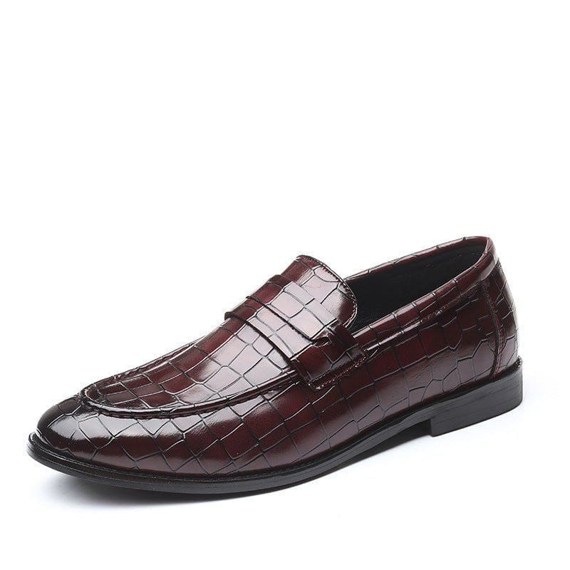 Men's Fashion Casual Leather Shoes – Slip - On Striped Design, Wear - Resistant Daily Loafers by LUXE AHMAR – Available at LUXE AHMAR