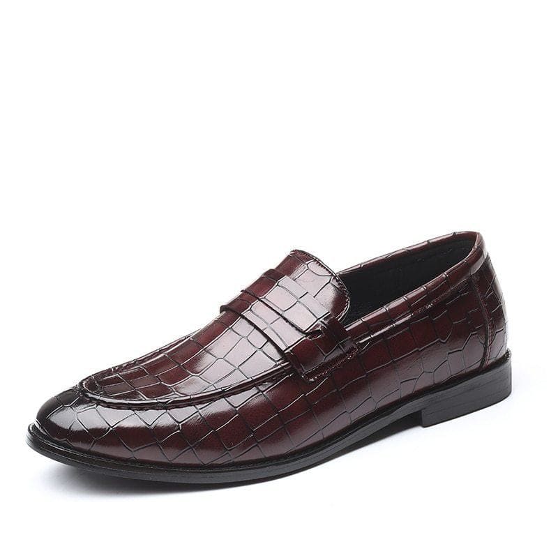 Men's Fashion Casual Leather Shoes – Slip - On Striped Design, Wear - Resistant Daily Loafers by LUXE AHMAR – Available at LUXE AHMAR