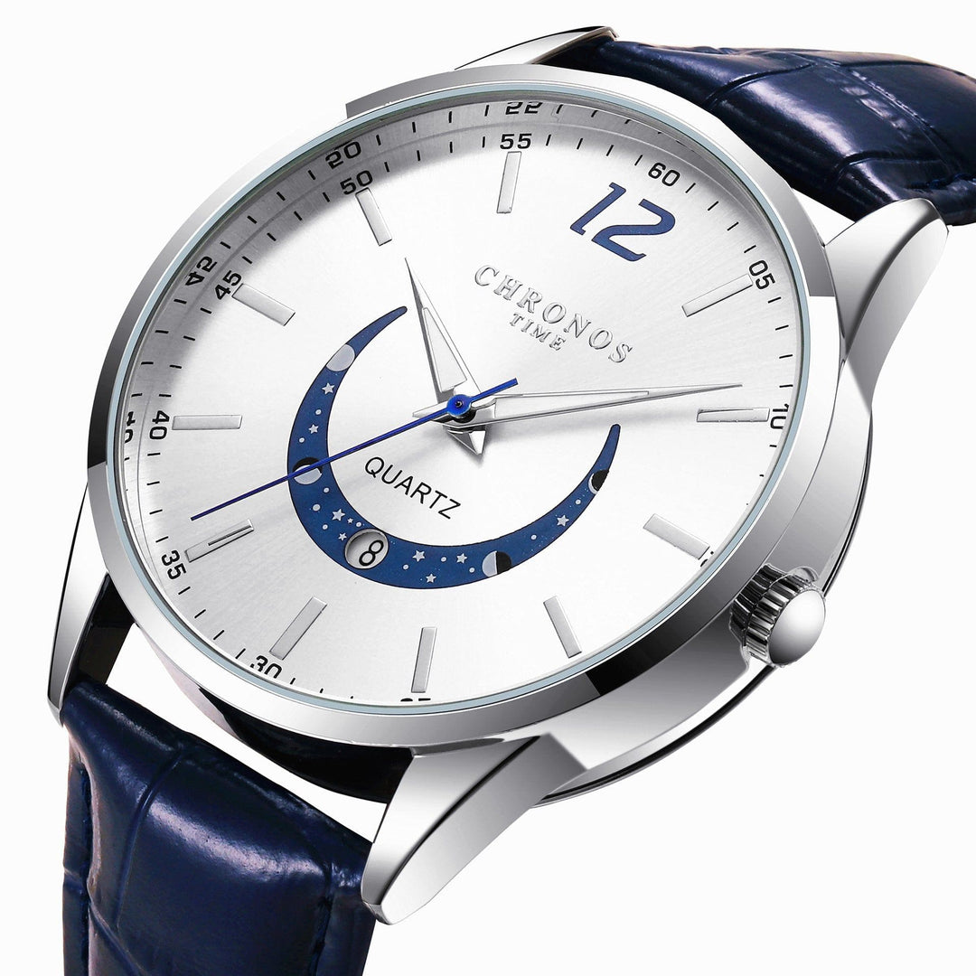 Men's Fashion Quartz Watch Genuine Leather Strap by LUXE AHMAR – Available at LUXE AHMAR