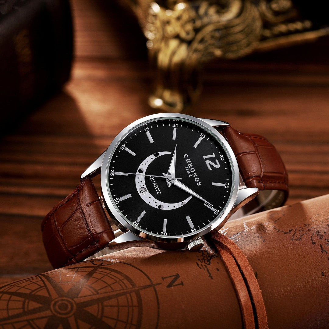 Men's Fashion Quartz Watch Genuine Leather Strap by LUXE AHMAR – Available at LUXE AHMAR