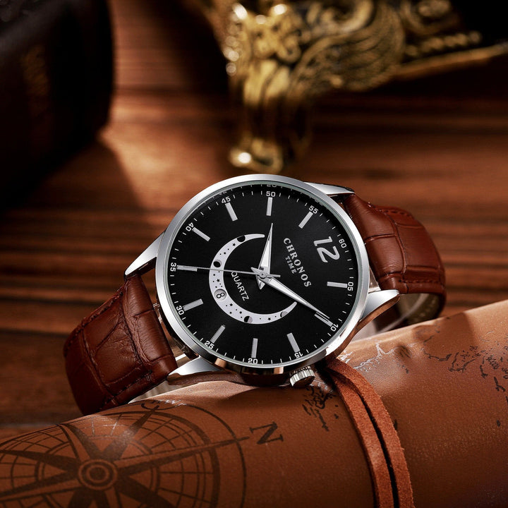 Men's Fashion Quartz Watch Genuine Leather Strap by LUXE AHMAR – Available at LUXE AHMAR