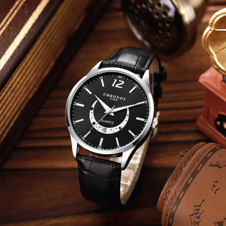 Men's Fashion Quartz Watch Genuine Leather Strap by LUXE AHMAR – Available at LUXE AHMAR