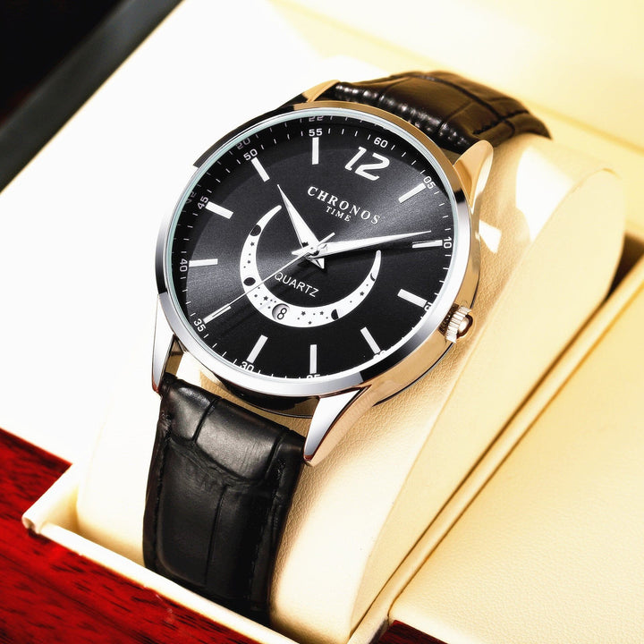 Men's Fashion Quartz Watch Genuine Leather Strap by LUXE AHMAR – Available at LUXE AHMAR