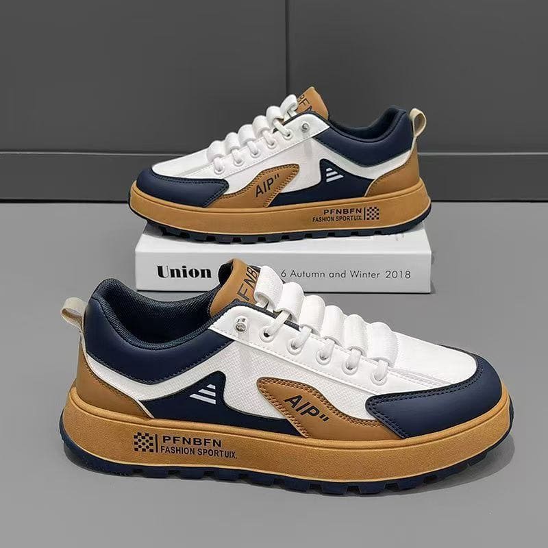 Men's Fashion Sports Casual Shoes – Breathable PU Leather Sneakers with Stylish Color Accents by LUXE AHMAR – Available at LUXE AHMAR