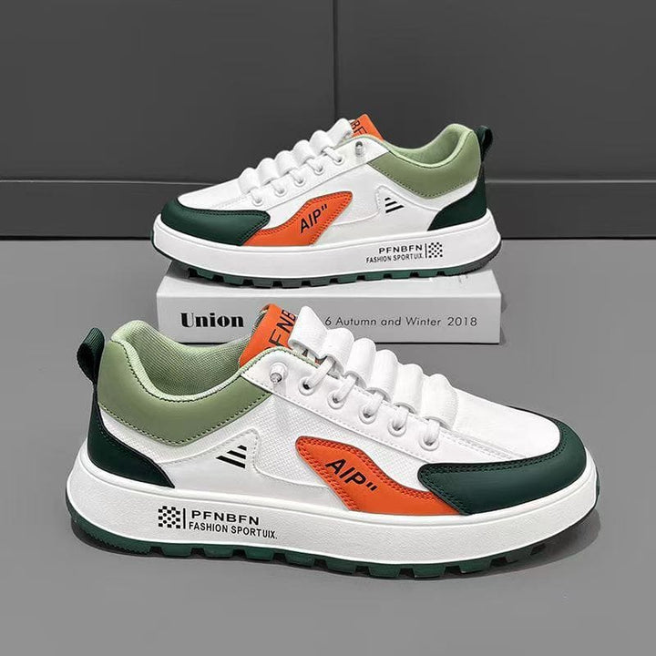 Men's Fashion Sports Casual Shoes – Breathable PU Leather Sneakers with Stylish Color Accents by LUXE AHMAR – Available at LUXE AHMAR