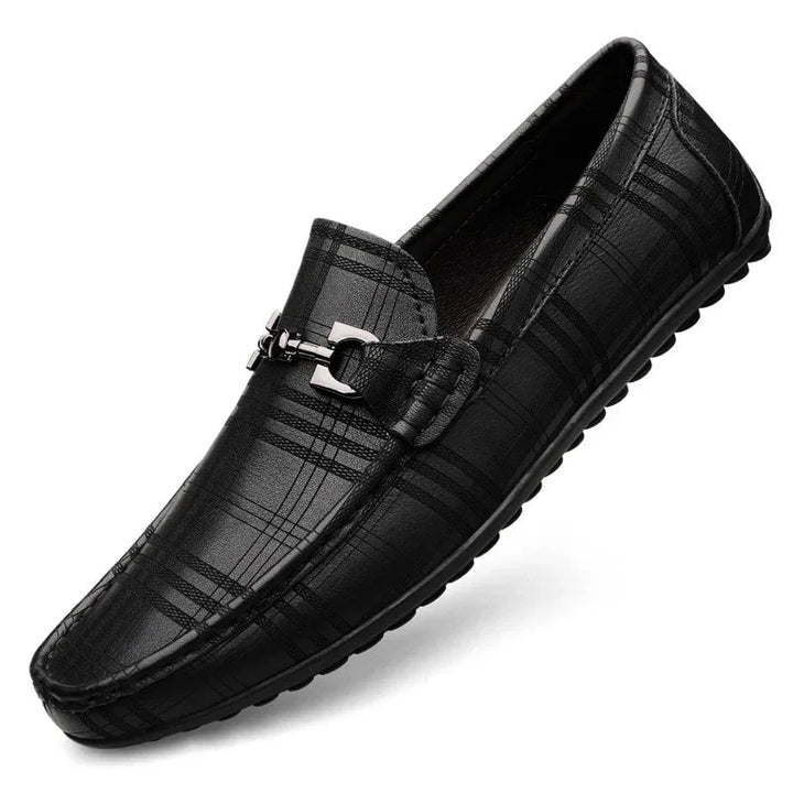 Men's Genuine Leather Loafers - Italian Handmade Black Formal Slip - On Shoes with Crocodile Pattern for Casual and Office Wear by Luxe Ahmar – Available at LUXE AHMAR