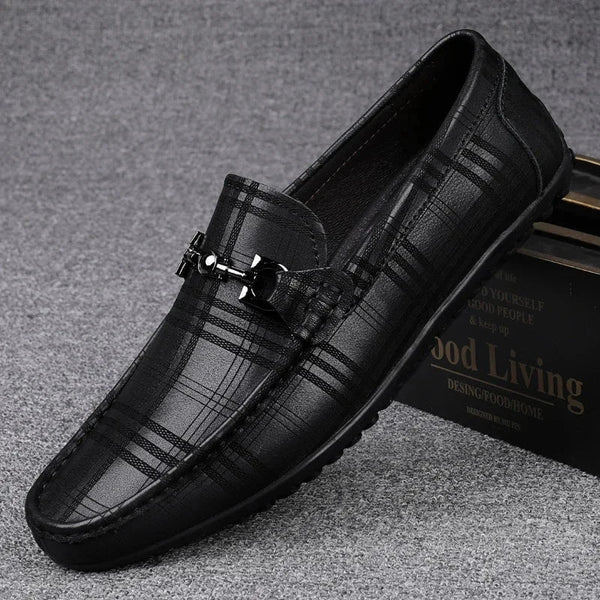 Men's Genuine Leather Loafers - Italian Handmade Black Formal Slip - On Shoes with Crocodile Pattern for Casual and Office Wear by Luxe Ahmar – Available at LUXE AHMAR