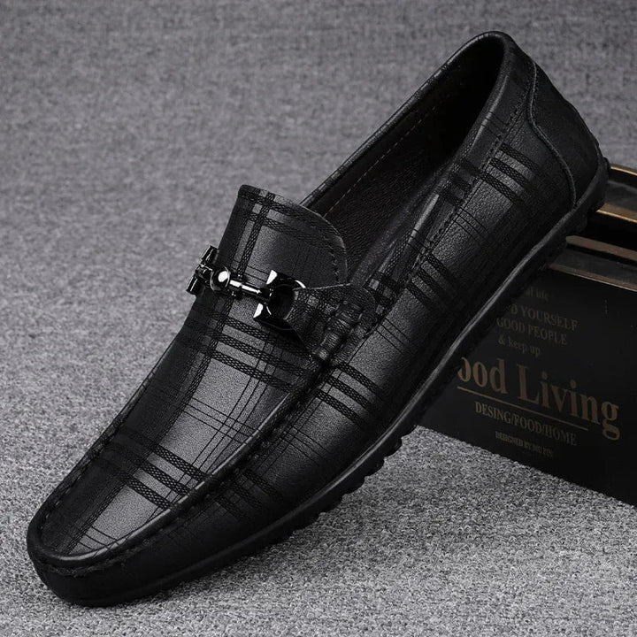 Men's Genuine Leather Loafers - Italian Handmade Black Formal Slip - On Shoes with Crocodile Pattern for Casual and Office Wear by Luxe Ahmar – Available at LUXE AHMAR