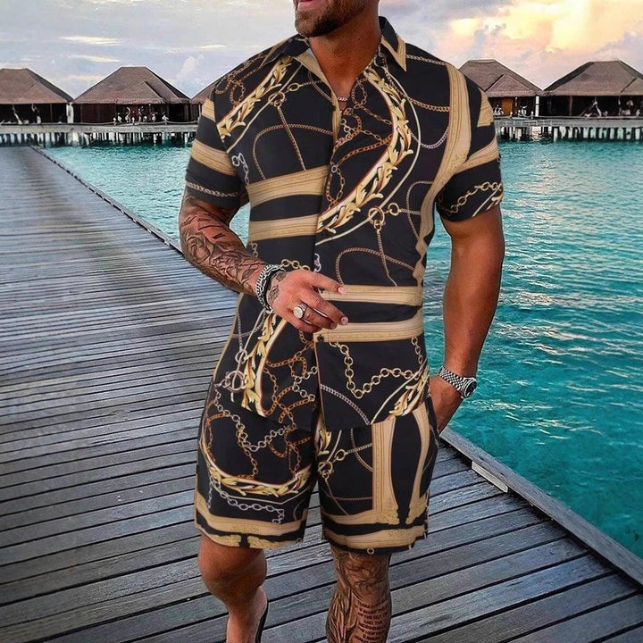 Men's Gold Chain 3D Printed Shirt & Shorts Set – Summer Streetwear by LUXE AHMAR – Available at LUXE AHMAR