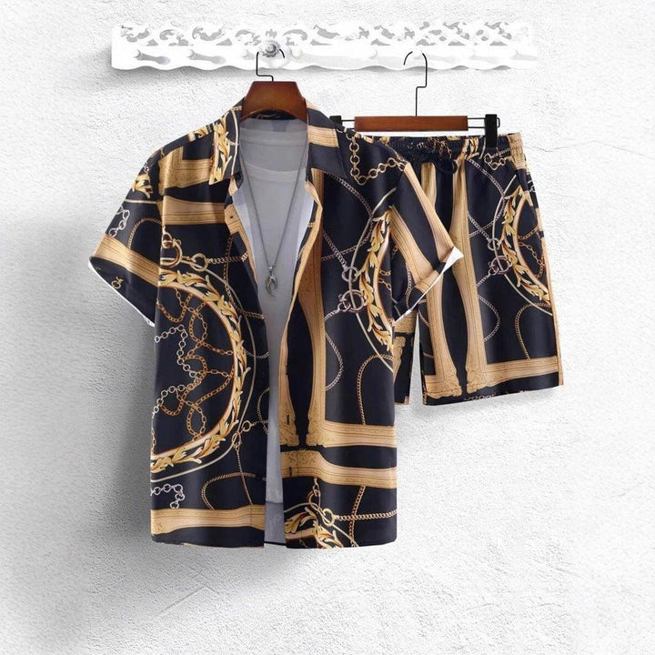 Men's Gold Chain 3D Printed Shirt & Shorts Set – Summer Streetwear by LUXE AHMAR – Available at LUXE AHMAR