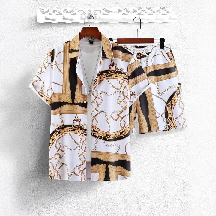 Men's Gold Chain 3D Printed Shirt & Shorts Set – Summer Streetwear by LUXE AHMAR – Available at LUXE AHMAR
