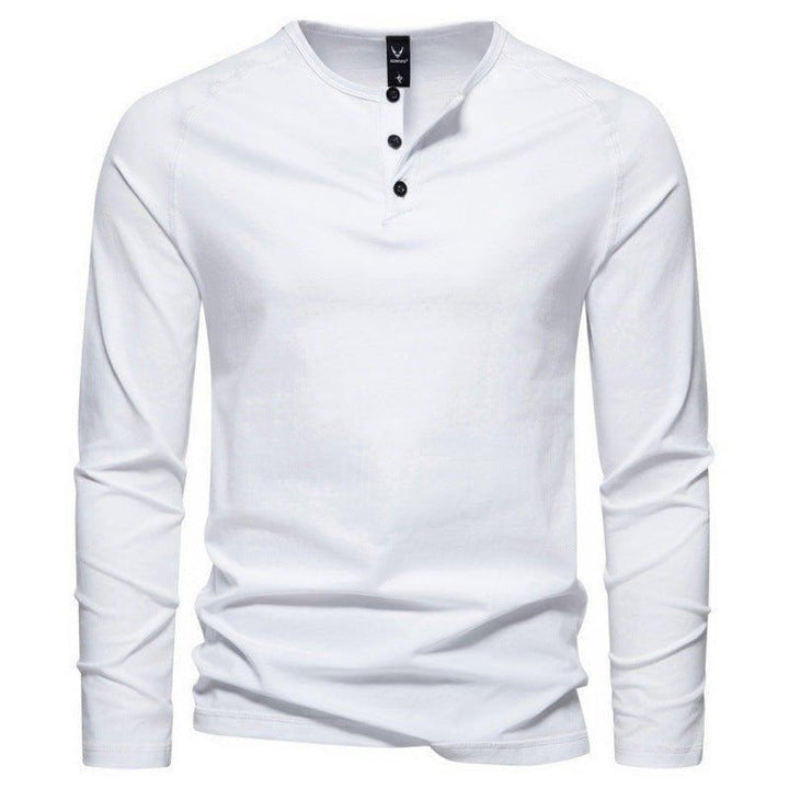 Men's Henley Collar Long Sleeve T-Shirt – Solid Color Casual Pullover by LUXE AHMAR – Available at LUXE AHMAR