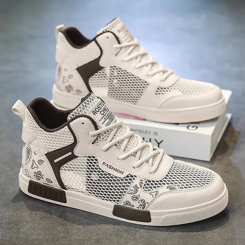 Men's High - Top Breathable Mesh Sneakers – Summer Lightweight Anti - Slip Tennis & Skate Shoes in Large Sizes up to 47 by Luxe Ahmar – Available at LUXE AHMAR