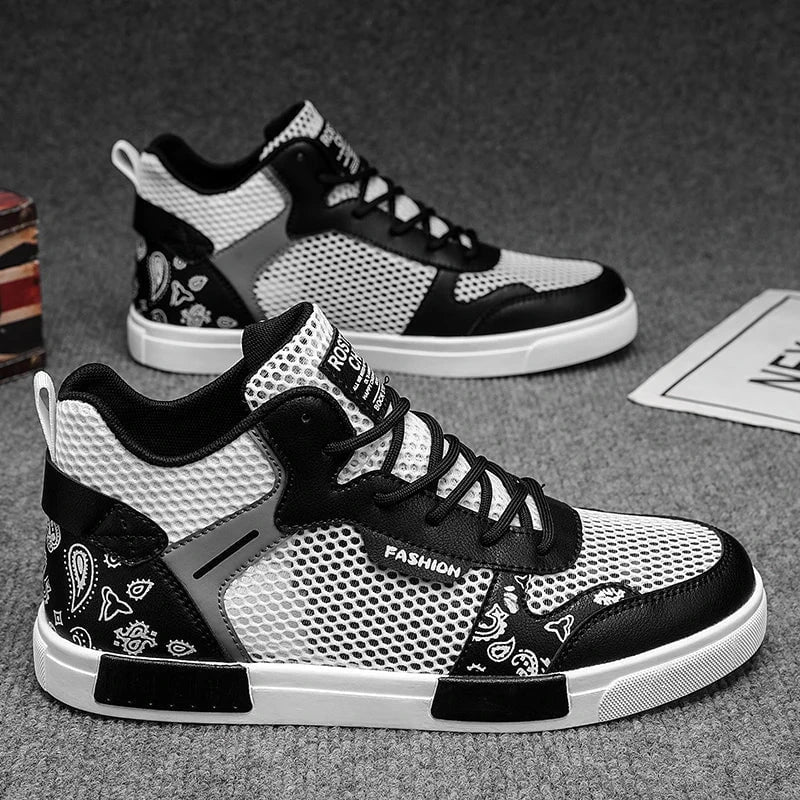 Men's High - Top Breathable Mesh Sneakers – Summer Lightweight Anti - Slip Tennis & Skate Shoes in Large Sizes up to 47 by Luxe Ahmar – Available at LUXE AHMAR