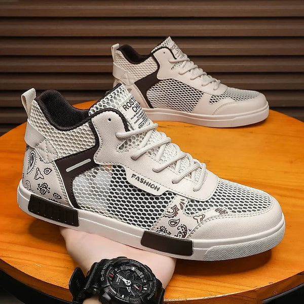 Men's High - Top Breathable Mesh Sneakers – Summer Lightweight Anti - Slip Tennis & Skate Shoes in Large Sizes up to 47 by Luxe Ahmar – Available at LUXE AHMAR