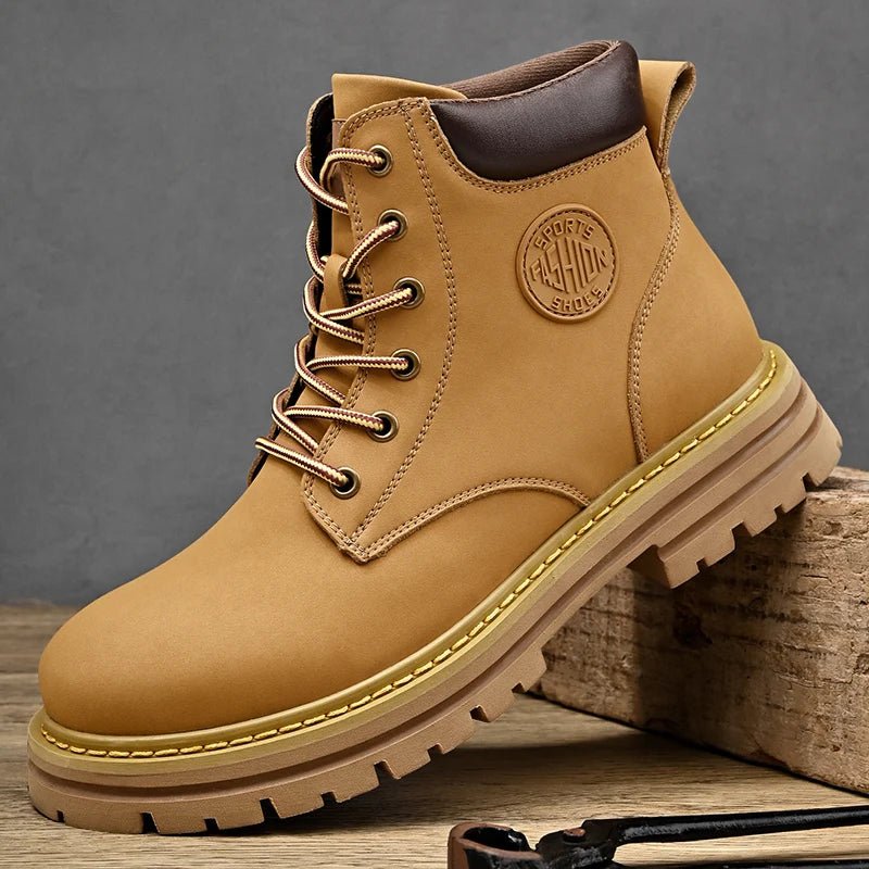 Men's High - Top Leather Boots – Winter Plush Warm Ankle Shoes, Non - Slip Outdoor Sneakers, Lace - Up Fashion Boots for Men by Luxe Ahmar – Available at LUXE AHMAR