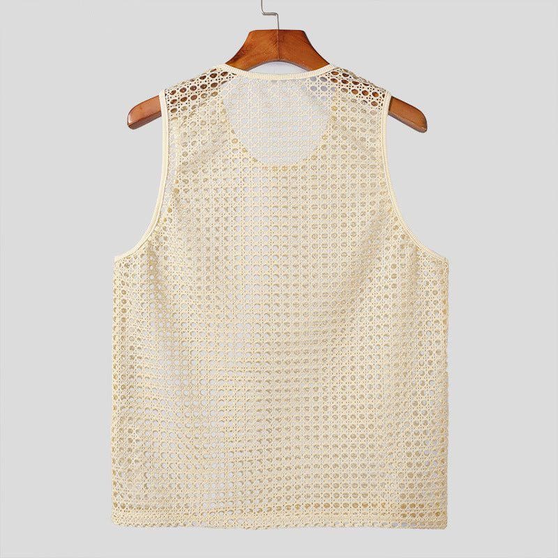 Men's Hollow Design Sleeveless Sports T-Shirt – Breathable Summer Fitness Tank Top by LUXE AHMAR – Available at LUXE AHMAR