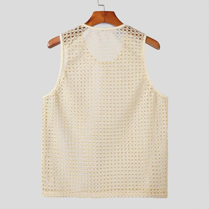 Men's Hollow Design Sleeveless Sports T-Shirt – Breathable Summer Fitness Tank Top by LUXE AHMAR – Available at LUXE AHMAR