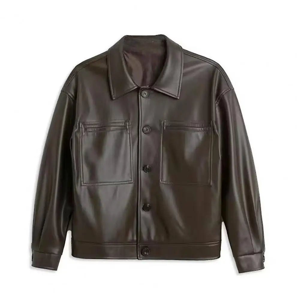 Men's Leather Biker Bomber Jacket – Smooth PU Motorcycle Jacket, Soft Texture Aviator Coat for Autumn by Luxe Ahmar – Available at LUXE AHMAR