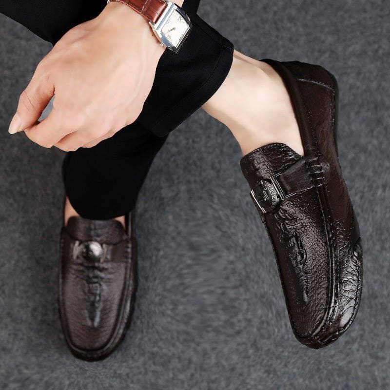 Men's Leather Casual Loafers – Breathable Octopus Peas Shoes with Rubber Sole by LUXE AHMAR – Available at LUXE AHMAR