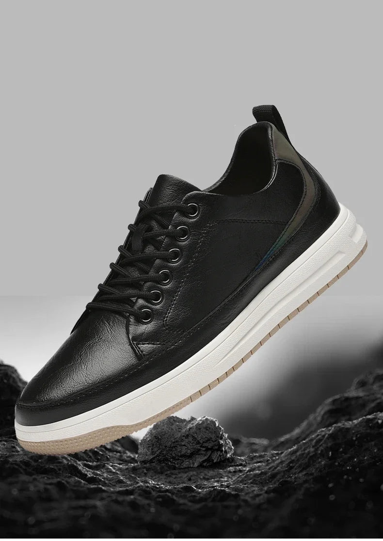 Men's Leather Elevator Shoes – Casual Sneakers with 6cm - 8cm Heightening Insoles for Added Comfort by Luxe Ahmar – Available at LUXE AHMAR