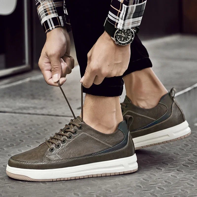 Men's Leather Elevator Shoes – Casual Sneakers with 6cm - 8cm Heightening Insoles for Added Comfort by Luxe Ahmar – Available at LUXE AHMAR