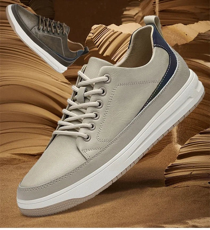 Men's Leather Elevator Shoes – Casual Sneakers with 6cm - 8cm Heightening Insoles for Added Comfort by Luxe Ahmar – Available at LUXE AHMAR